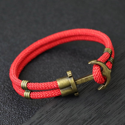 Vintage Anker El Dorado Piratenarmband – Herrenarmband aus Bronze im Punk-Stil mit Überlebensseil