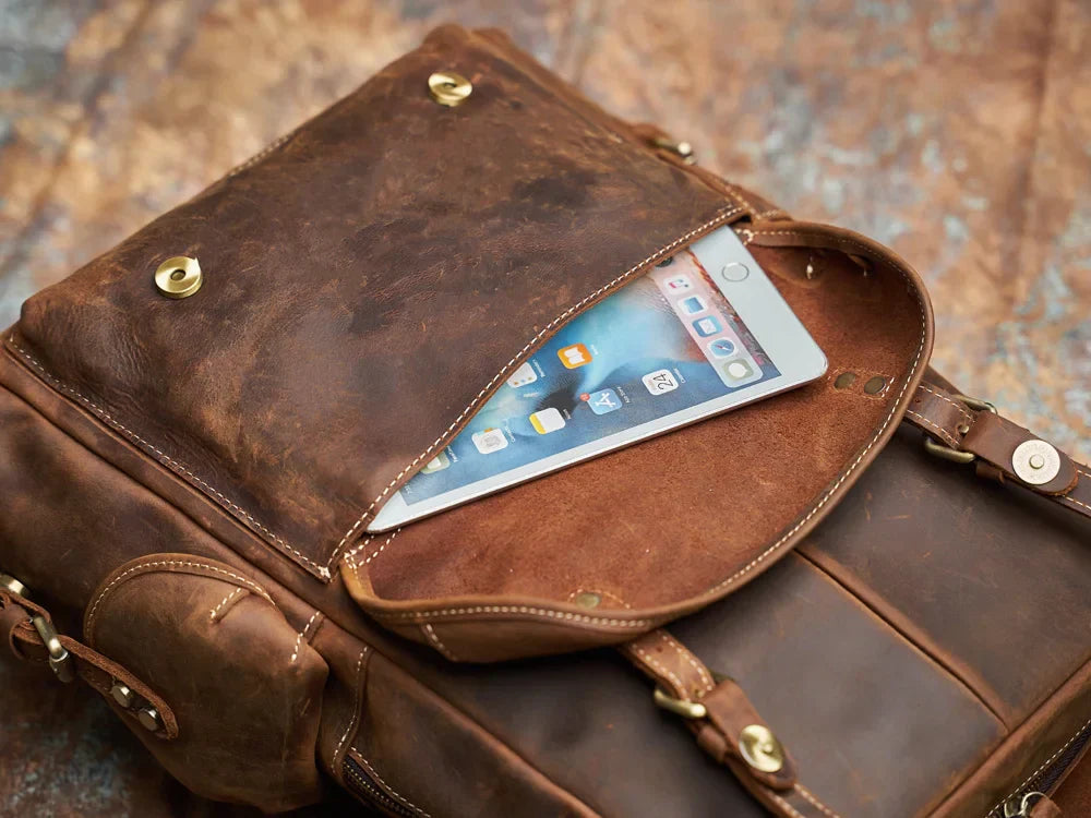Robuster Echtleder-Reiserucksack | Brauner großer Tagesrucksack
