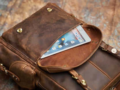 Robuster Echtleder-Reiserucksack | Brauner großer Tagesrucksack