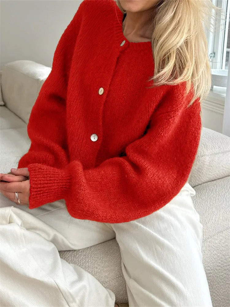 Amadea | Flauschiger Strick-Cardigan mit Knöpfen für Damen
