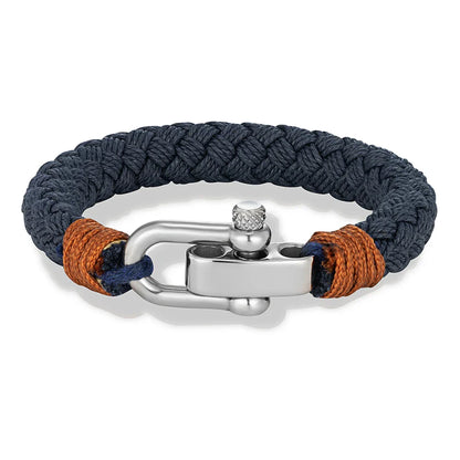 Helios Nautical Rope Bracelet – Wide Rope Design with Stainless Steel Adjustable Shackle Clasp, Handmade Wrap Bracelet for Men