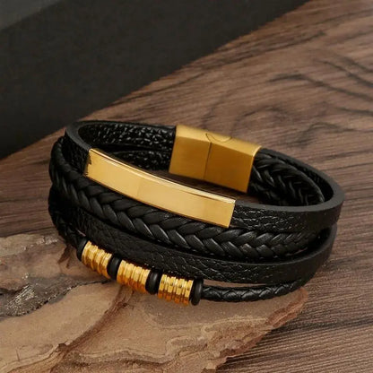 Gramado Klassisches Geflochtenes Lederarmband – Mehrlagiges Modeaccessoire für Herren