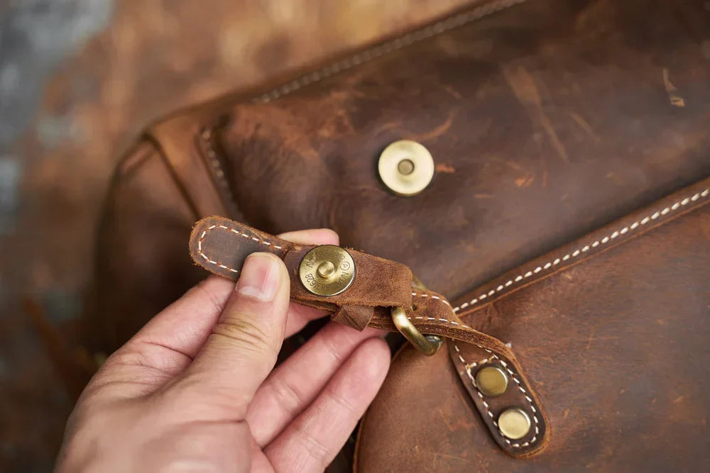 Robuster Echtleder-Reiserucksack | Brauner großer Tagesrucksack