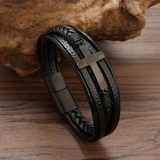 Faith SteelLink Lederarmband für Herren – Magnetischer Charmverschluss