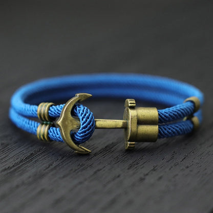 Vintage Anker El Dorado Piratenarmband – Herrenarmband aus Bronze im Punk-Stil mit Überlebensseil