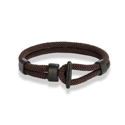 Aegis Hook Rope Bracelet – Double Strand Nautical Survival Style with Brushed Black Easy Hook, Minimalist Design for Men