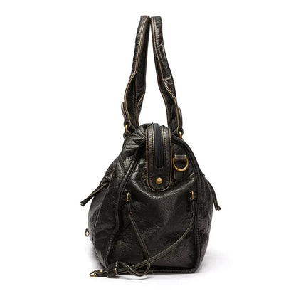 Elegante vintage schwarze Lederhandtasche