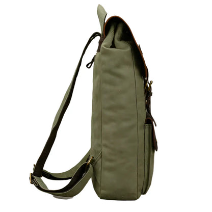 Echter Leder- und Canvas-Rucksack | Vintage College Laptop-Rucksack