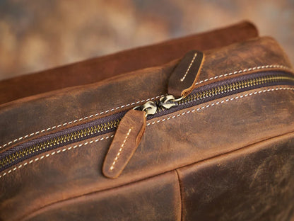 Robuster Echtleder-Reiserucksack | Brauner großer Tagesrucksack