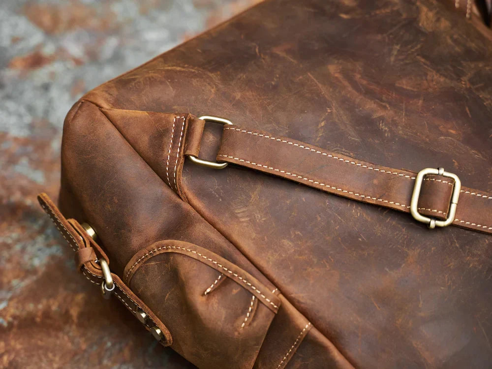 Robuster Echtleder-Reiserucksack | Brauner großer Tagesrucksack
