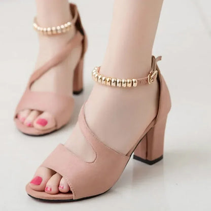 PETRA - Elegante Blockabsatz-Sandalen mit Goldakzent