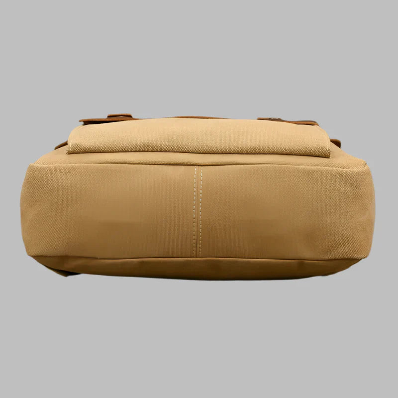 Echter Leder- und Canvas-Rucksack | Vintage College Laptop-Rucksack