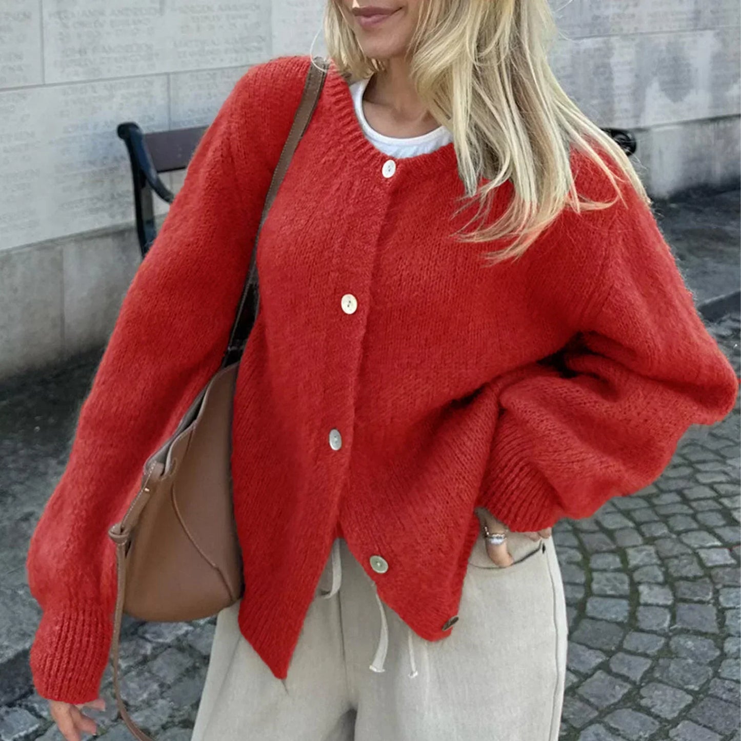 Amadea | Flauschiger Strick-Cardigan mit Knöpfen für Damen