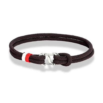 Mariner Braided Rope Bracelet – Navy Blue Survival Style with Stainless Steel Double Push Carabiner Clasp, Durable Design for Men