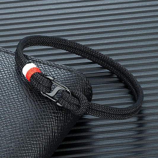 Aegir Nautical Rope Bracelet – Double Strand Surfer Style with Black Stainless Steel Carabiner Clasp, Sleek and Durable Design for Men