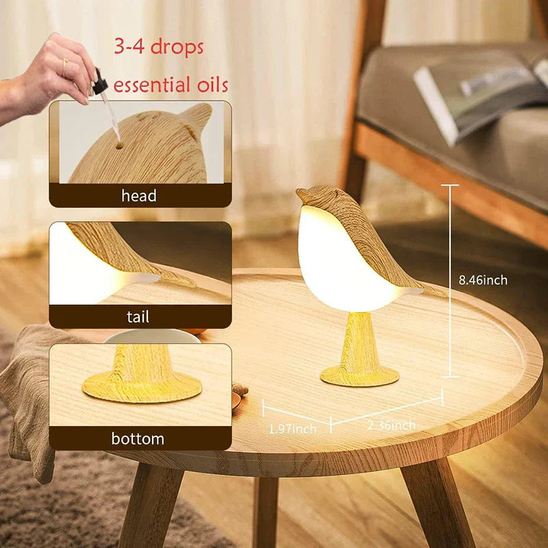 THARAH |Bunte Holzvogel Tischlampe