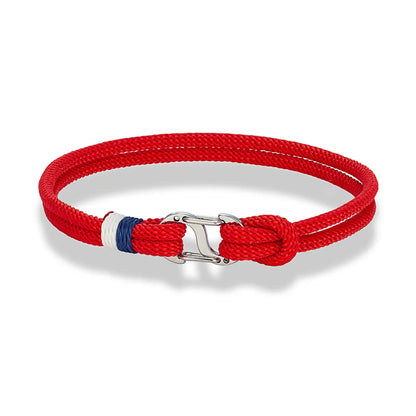 Mariner Braided Rope Bracelet – Navy Blue Survival Style with Stainless Steel Double Push Carabiner Clasp, Durable Design for Men