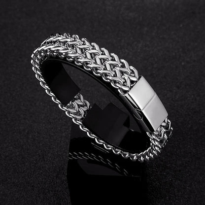 Gravitas Cuban Chain Bracelet – 12mm Wide Punk-Style Motorcycle Accessory in Stainless Steel, Bold and Durable Design for Men