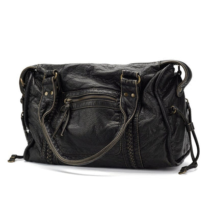 Elegante vintage schwarze Lederhandtasche