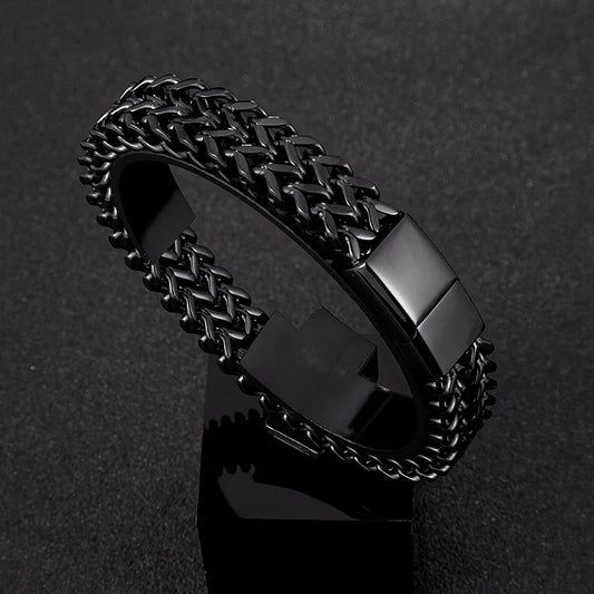 Gravitas Cuban Chain Bracelet – 12mm Wide Punk-Style Motorcycle Accessory in Stainless Steel, Bold and Durable Design for Men