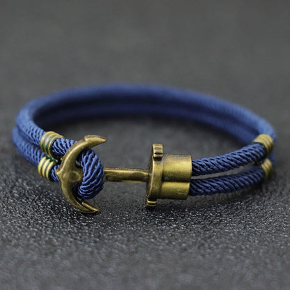 Vintage Anker El Dorado Piratenarmband – Herrenarmband aus Bronze im Punk-Stil mit Überlebensseil