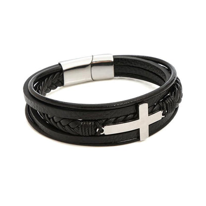 Faith SteelLink Lederarmband für Herren – Magnetischer Charmverschluss