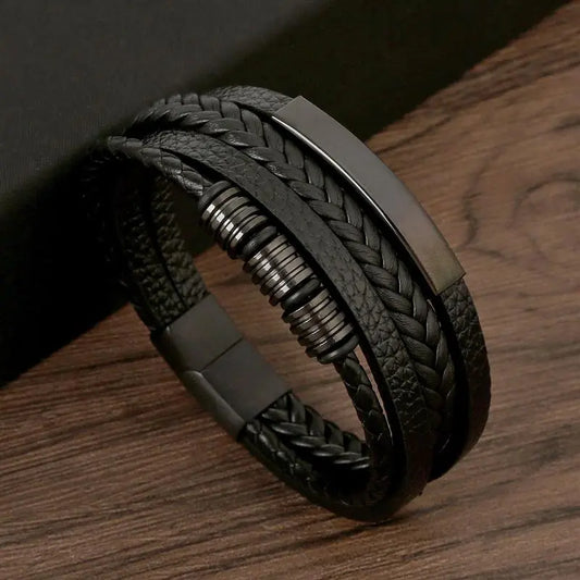 Gramado Klassisches Geflochtenes Lederarmband – Mehrlagiges Modeaccessoire für Herren