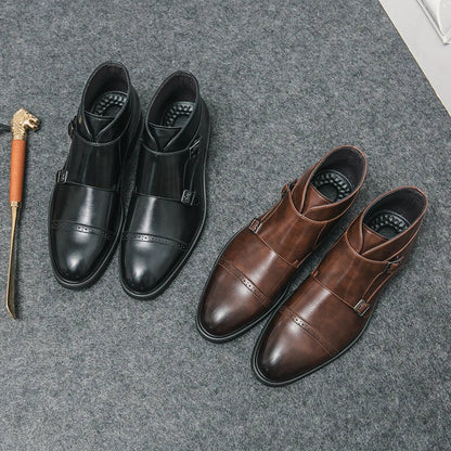 Parker | Kunstleder-Stiefeletten mit Doppel-Mönchsverschluss
