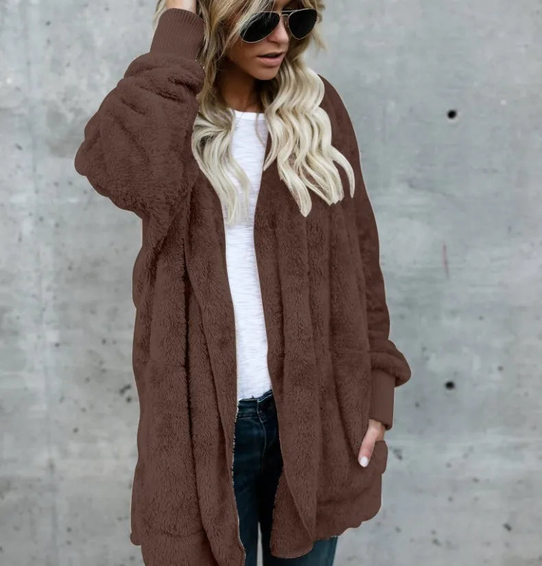 Cathy | Herbst- und Winter-Cardigan aus doppellagigem Fleece