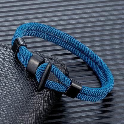 Aegis Hook Rope Bracelet – Double Strand Nautical Survival Style with Brushed Black Easy Hook, Minimalist Design for Men
