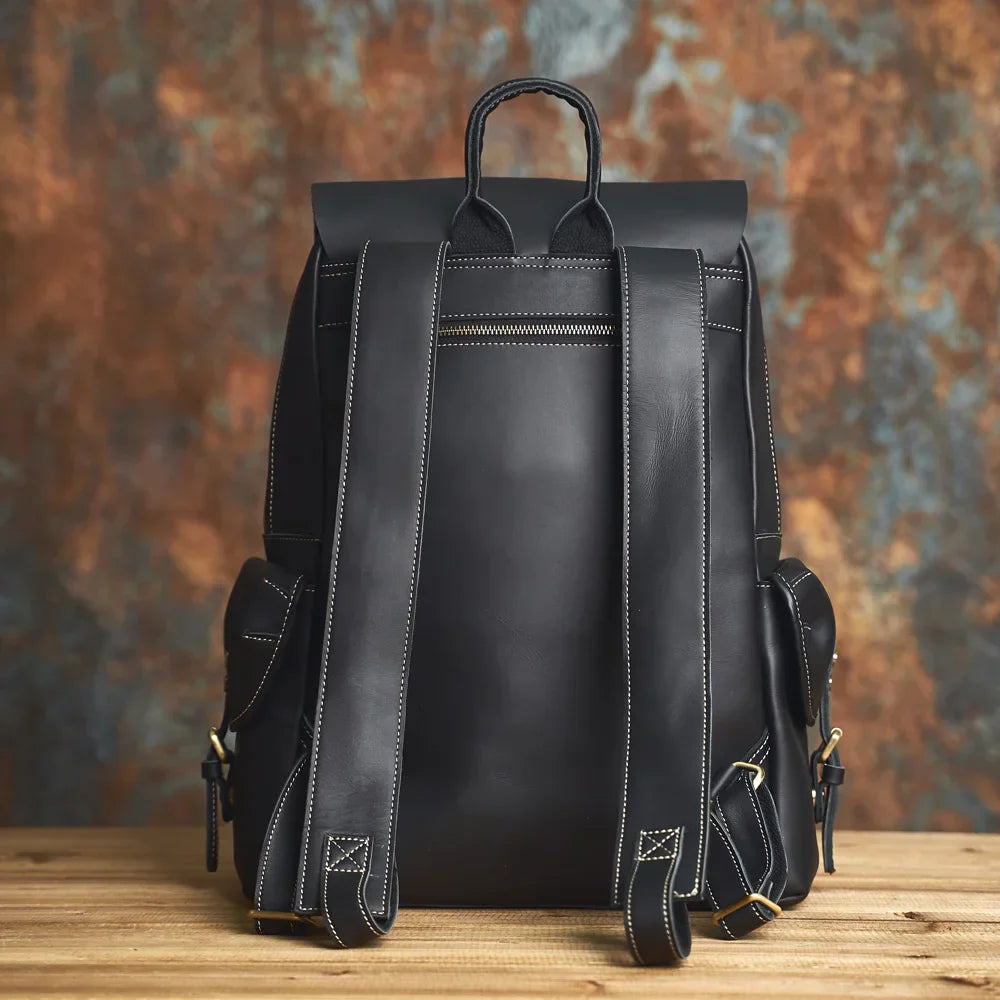 Robuster Echtleder-Reiserucksack | Brauner großer Tagesrucksack