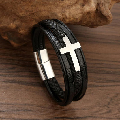 Faith SteelLink Lederarmband für Herren – Magnetischer Charmverschluss