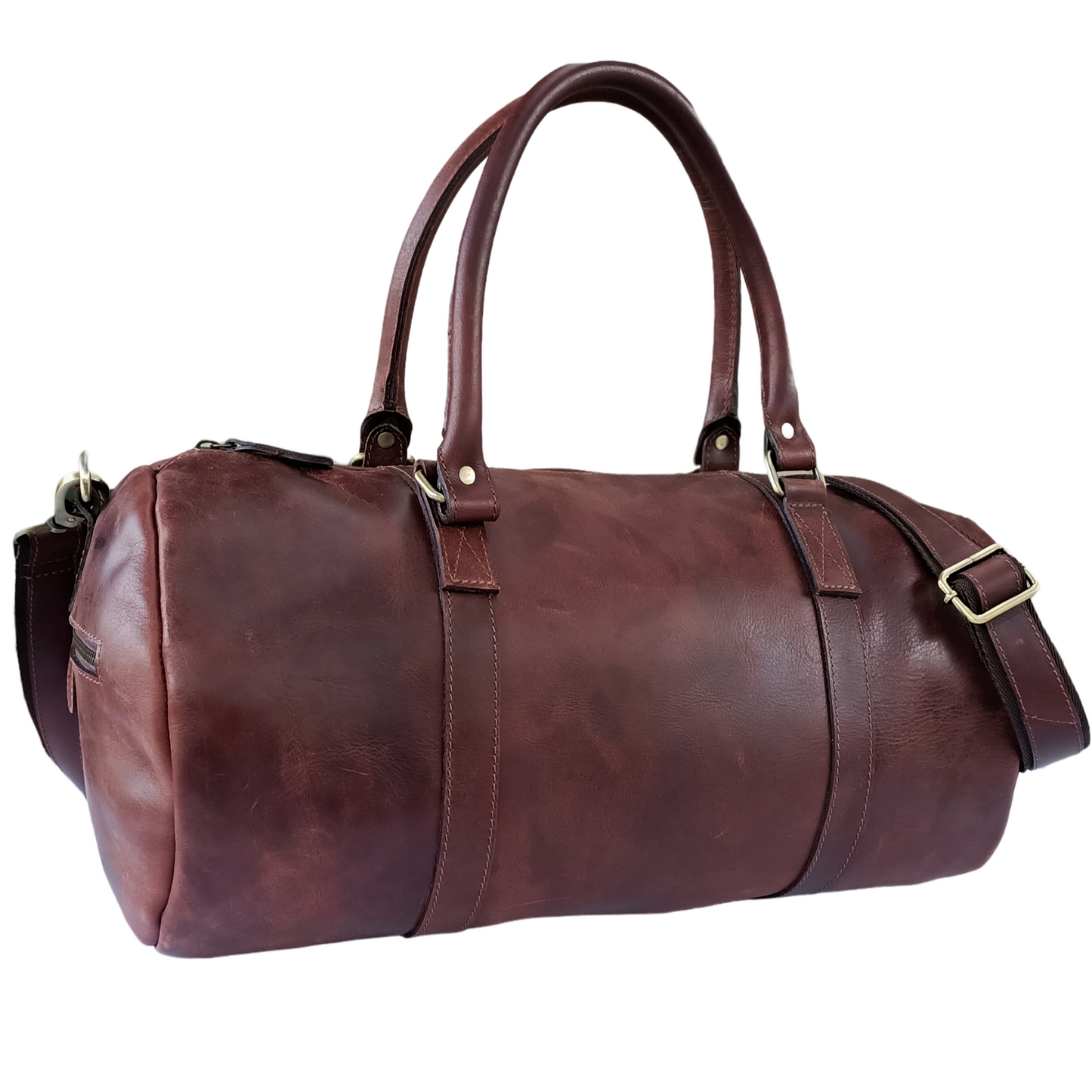 Dunkelbraune Leder-Duffle Bag