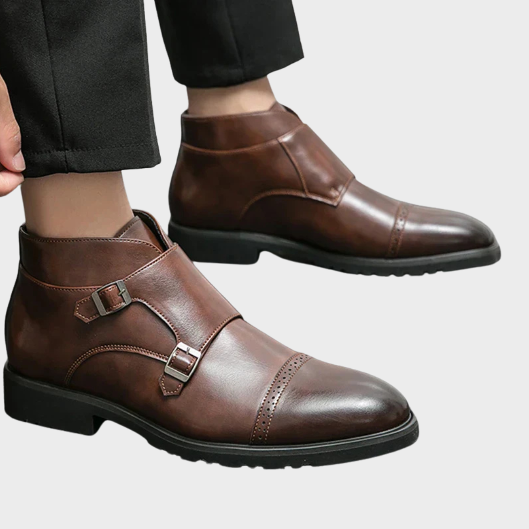 Parker | Kunstleder-Stiefeletten mit Doppel-Mönchsverschluss