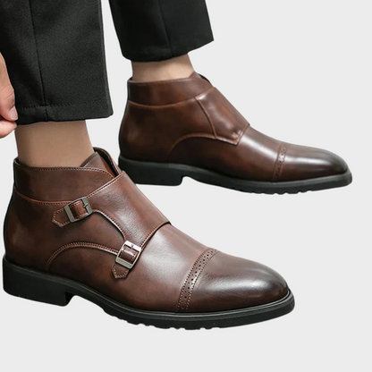 Parker | Kunstleder-Stiefeletten mit Doppel-Mönchsverschluss