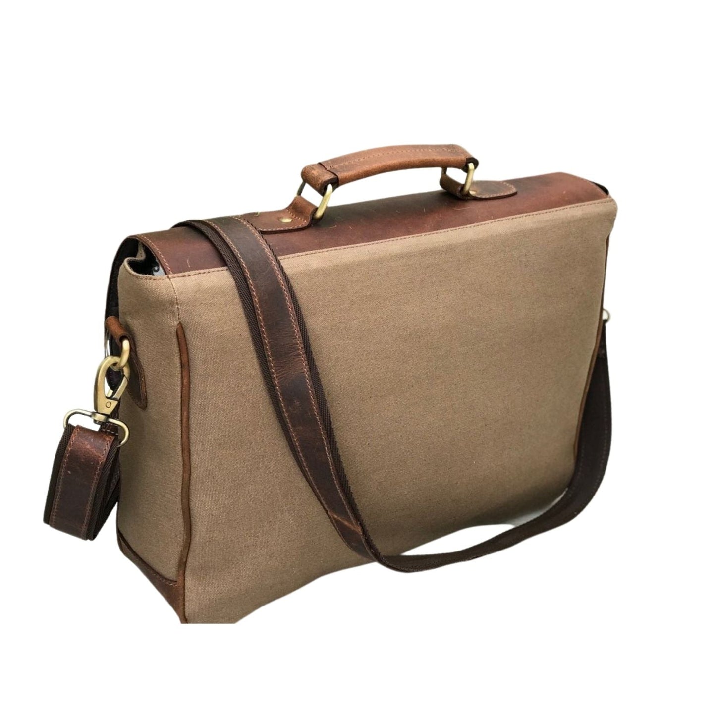 Canvas Hunter Braune Leder Laptop Tasche