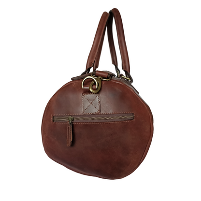 Dunkelbraune Leder-Duffle Bag