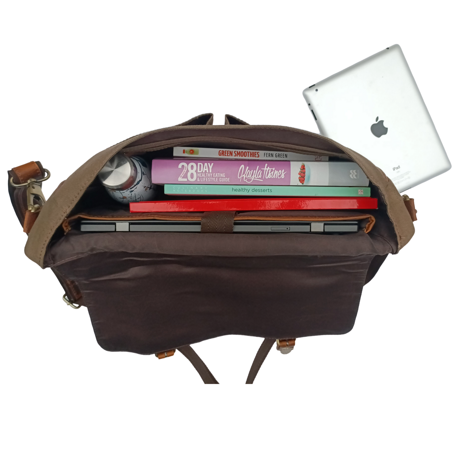 Canvas Hunter Braune Leder Laptop Tasche