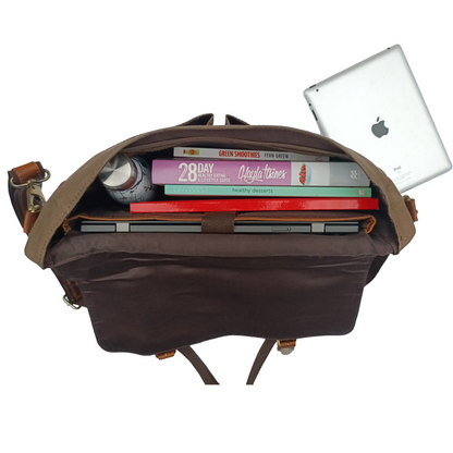 Canvas Hunter Braune Leder Laptop Tasche