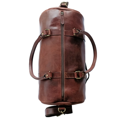 Dunkelbraune Leder-Duffle Bag