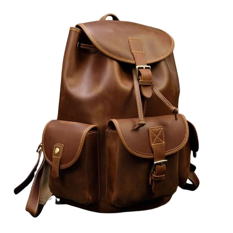 Unisex Crazy Horse Leder Rucksack
