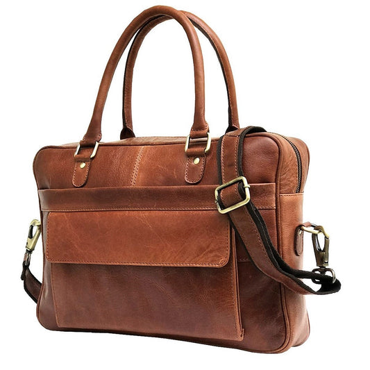 Helle Braune Leder Laptop Tasche