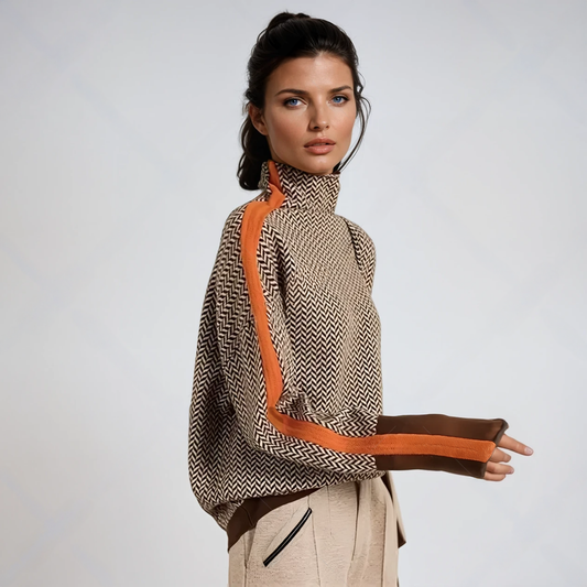 Malou™ – Auffälliger Gestreifter Rollkragenpullover