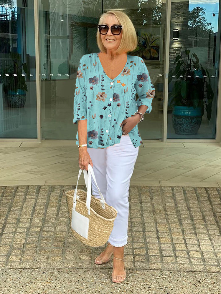 MARLENE | BLUMENBLUSE MIT KNÖPFE