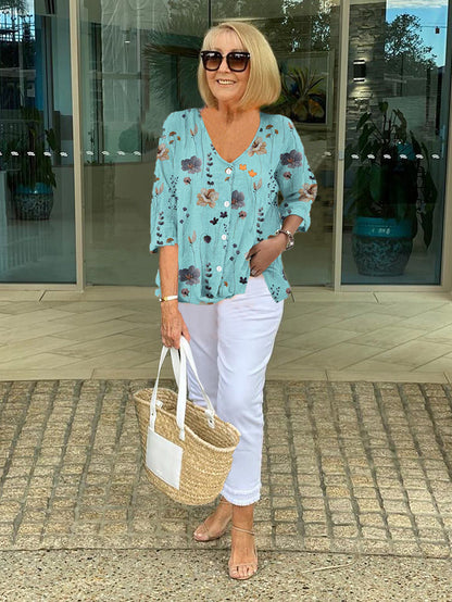 MARLENE | BLUMENBLUSE MIT KNÖPFE