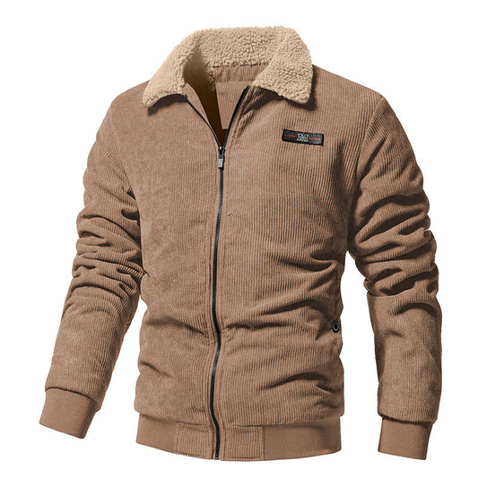 Herren Winter-Cordjacke mit wattiertem Futter und Reverskragen
