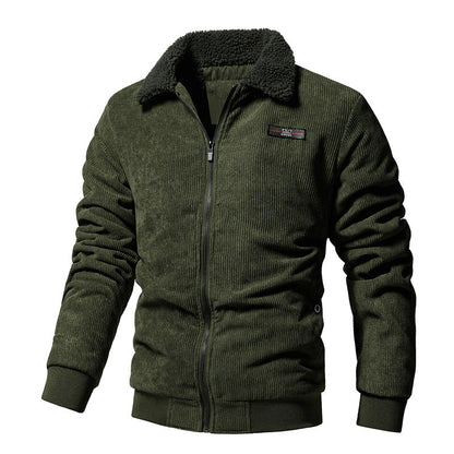 Herren Winter-Cordjacke mit wattiertem Futter und Reverskragen