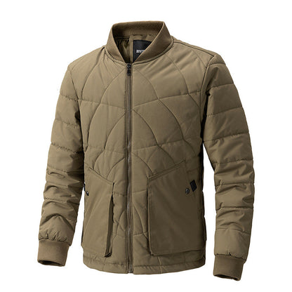 Herren Herbst-Steppjacke mit Karomuster, Stehkragen und leichtem Design