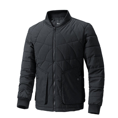 Herren Herbst-Steppjacke mit Karomuster, Stehkragen und leichtem Design
