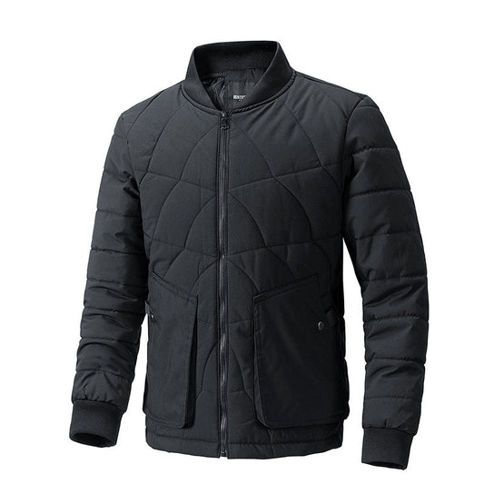 Herren Herbst-Steppjacke mit Karomuster, Stehkragen und leichtem Design